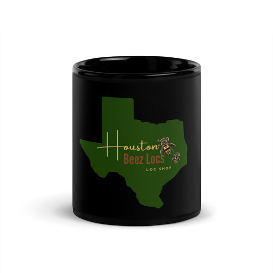 Black Glossy Mug- Green Texas