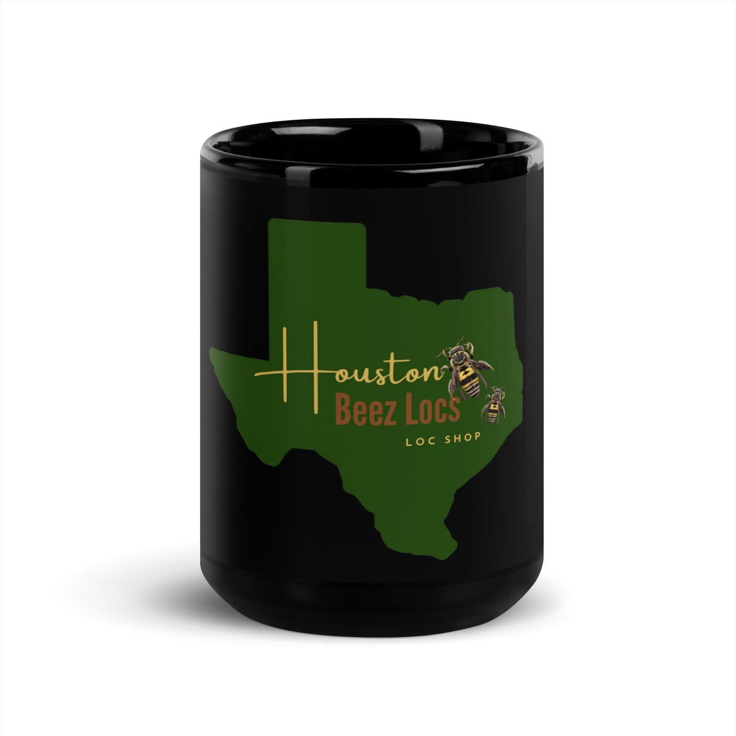 Black Glossy Mug- Green Texas